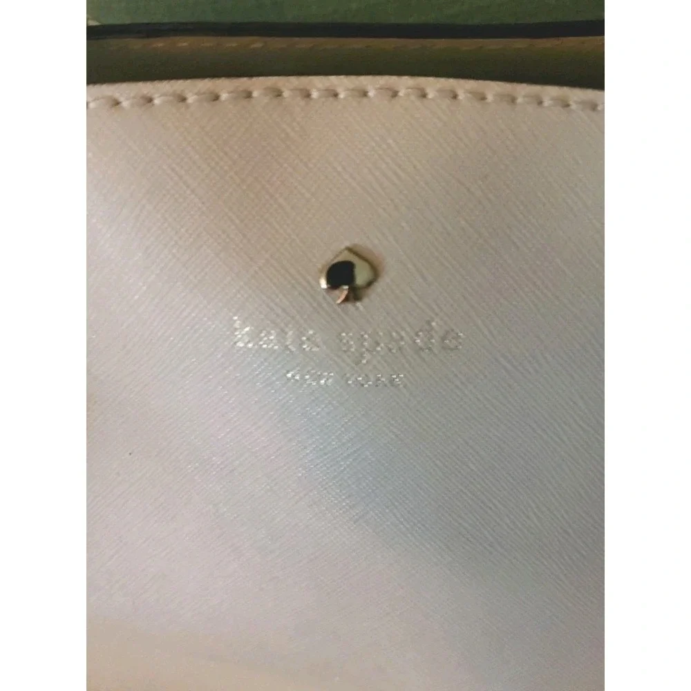 Kate Spade Ivory Beige Saffiano Leather Satchel Purse Handbag With Strap Handles